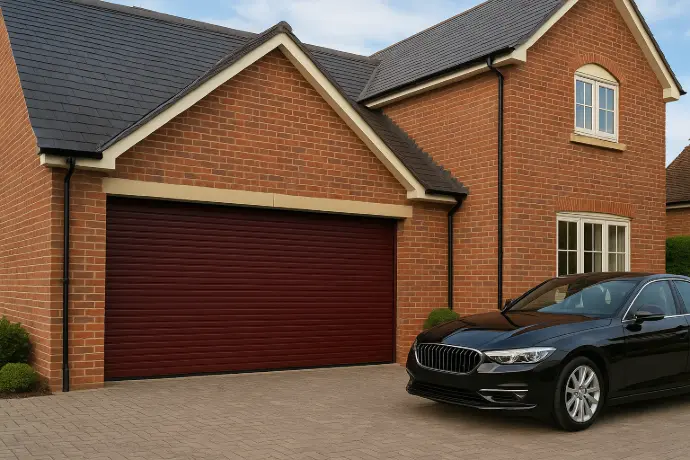Armour 77 premium roller garage door in rosewood